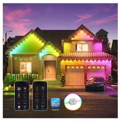 Smart Rainbow Color Changing LED Eaves Lights for Colorful Christmas House Decoration RGB