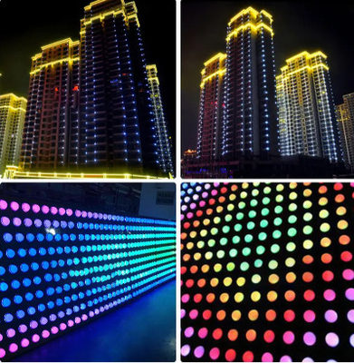 Fachada exterior multicolorido do diodo emissor de luz que ilumina luzes programáveis do RGB do pixel de 10cm para o divertimento