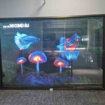 Display de filme LED transparente para interiores em cores completas Ecrã LED transparente flexível