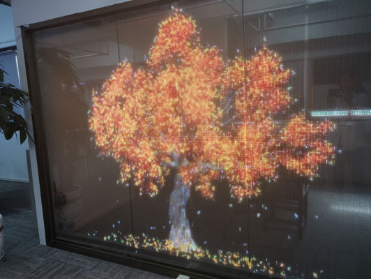 RGB Color LED Transparente Screen Outdoor Transparente LED Display Para vitrines de loja