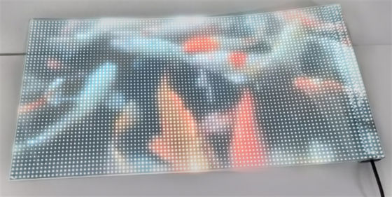 Ecrã de filme transparente de LED de cor RGB Ecrã de vídeo de exibição interna / externa