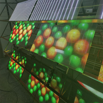 Ecrã de filme transparente de LED de cor RGB Ecrã de vídeo de exibição interna / externa