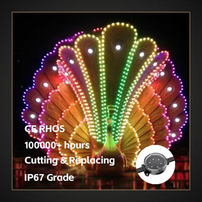 40mm IP67 LED Fonte de luz de ponto Impotente Luz de pixel Controle inteligente RGB Programável Edifício fachada ponte Iluminação de decoração de paisagem