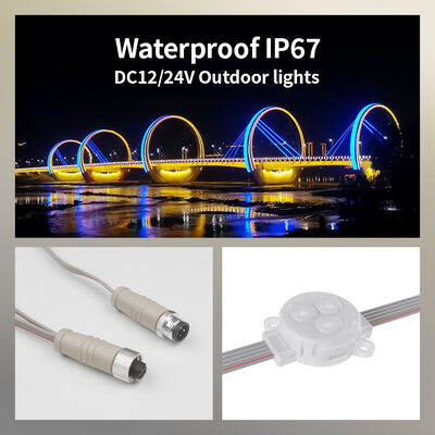 Preço de Fábrica Luz de Ponto LED RGB para Exterior Cor Completa 30mm DC12V IP67 Luzes de Pixel LED à Prova d'Água