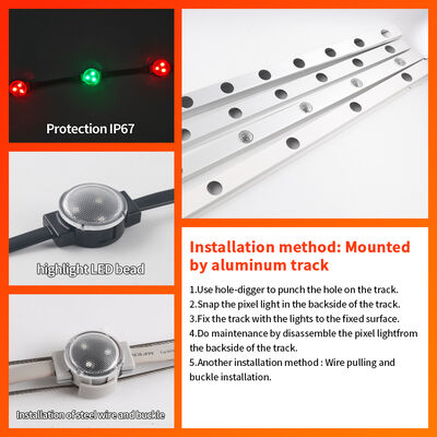 40mm Smart Addressable LED Pixel Light IP67 Waterproof High Brightness for Outdoor Facade Media Wall